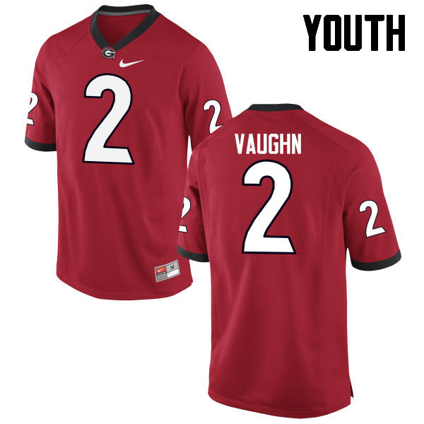Youth Georgia Bulldogs #2 Sam Vaughn College Football Jerseys-Red - Click Image to Close